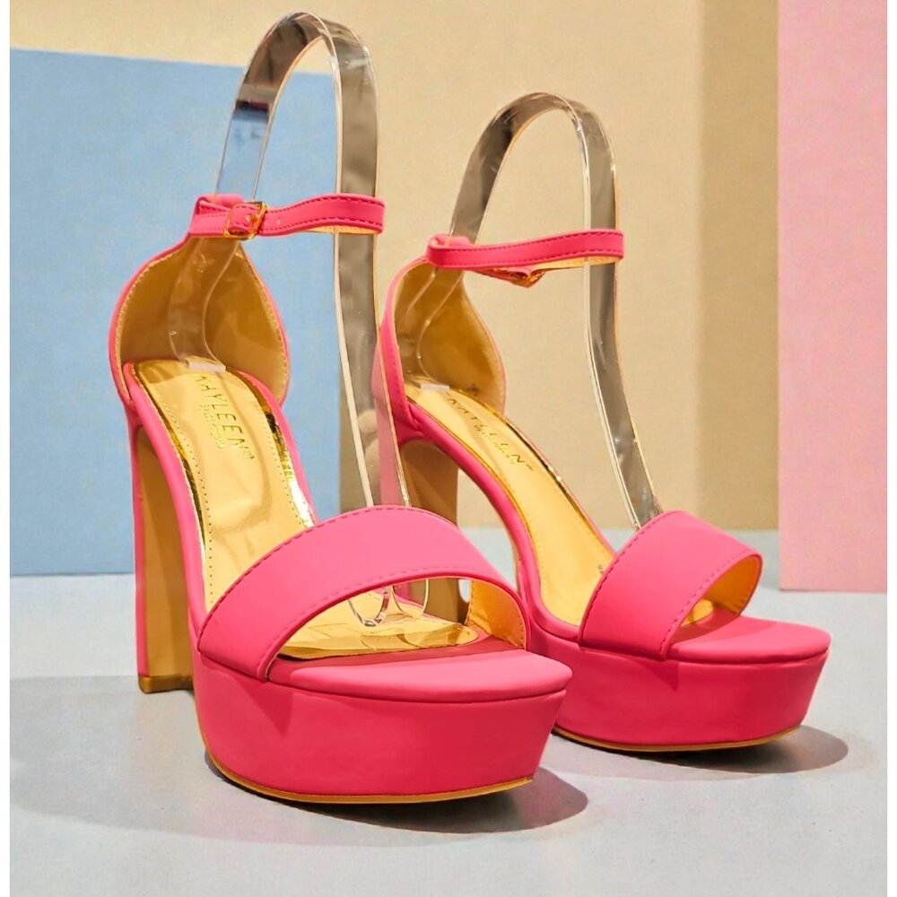 Fuchsia Platform High Heel Ankle Strap Sandals